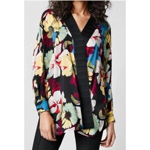 Smythe Blocked Floral Multicolor Blocked Kimono Blouse - Size M